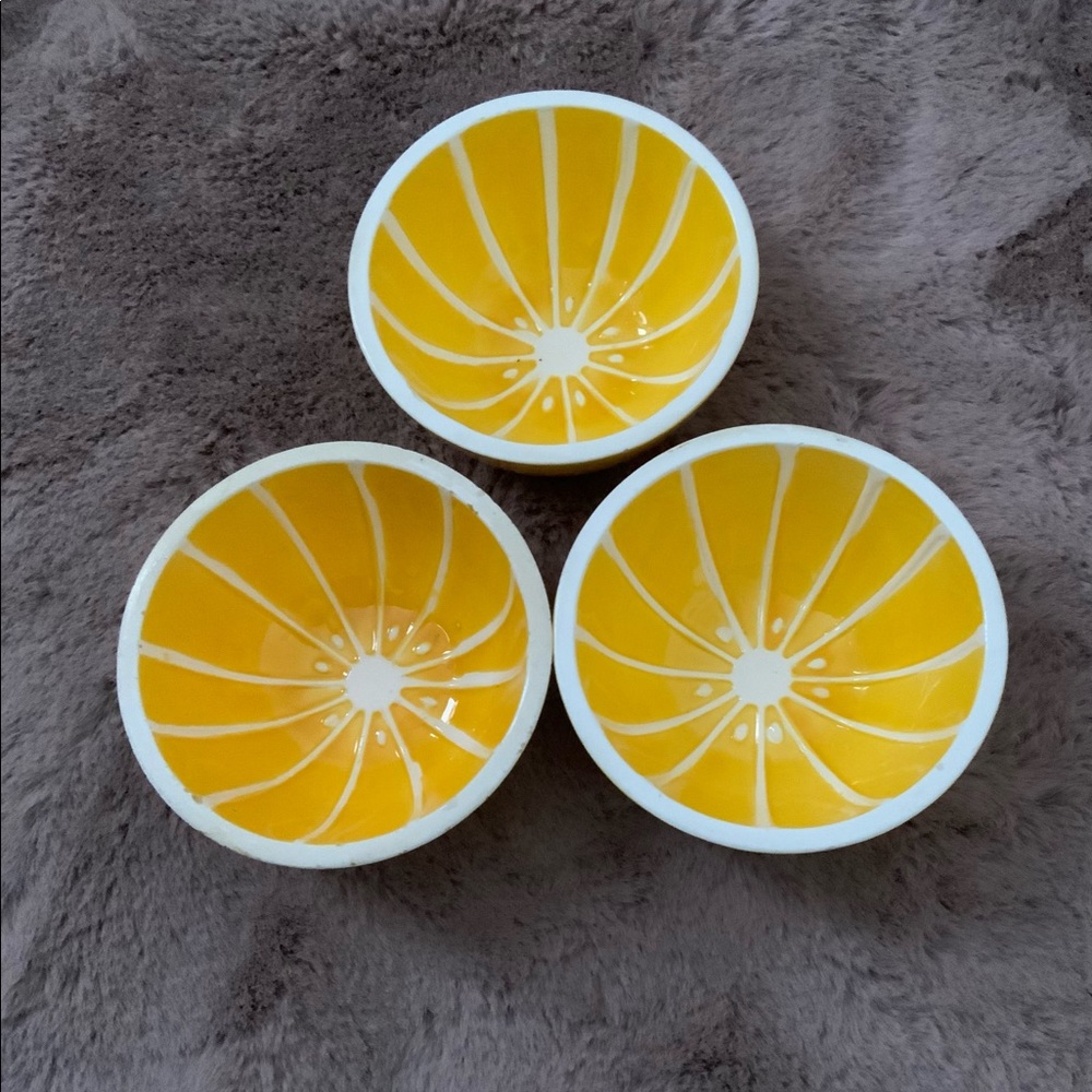 Set of 3 Vintage Shafford Japan Yellow Grapefruit Citrus Bowl